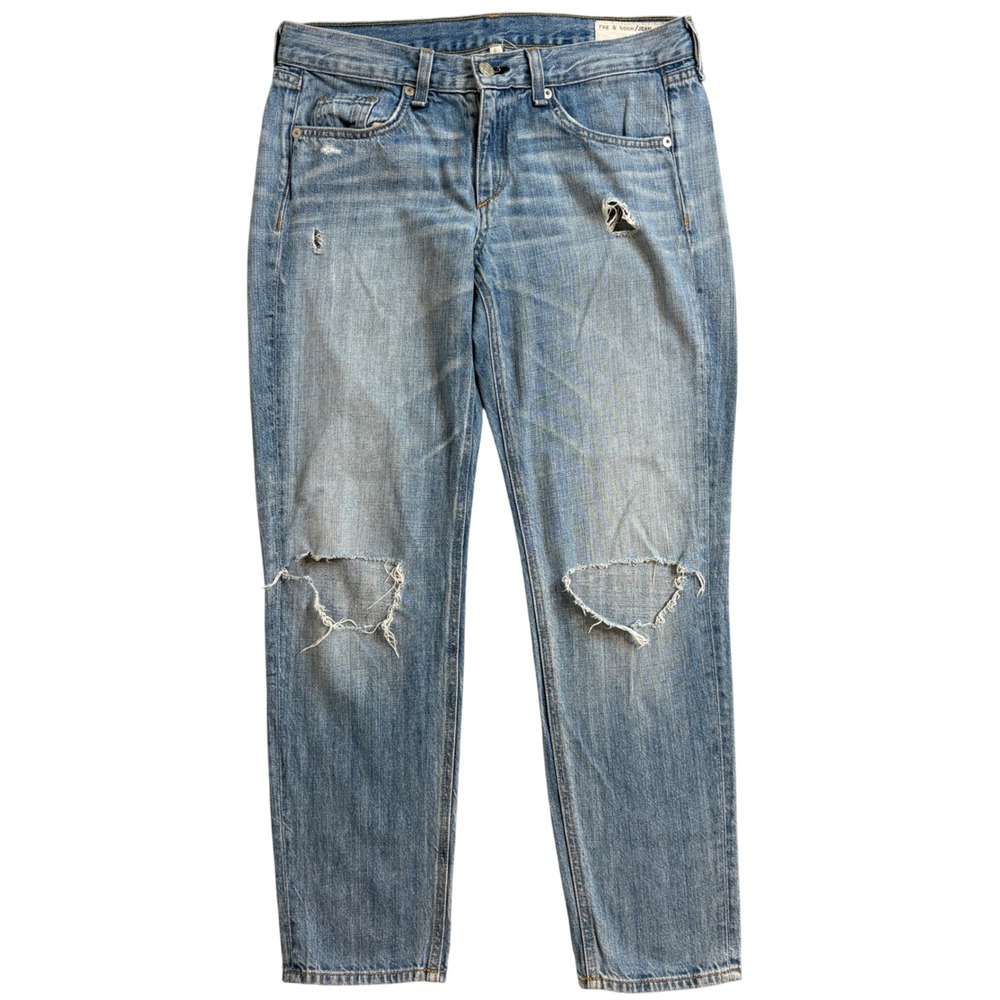 Rag & Bone Moss Womens Jeans Light Wash Distressed Ripped Size 24